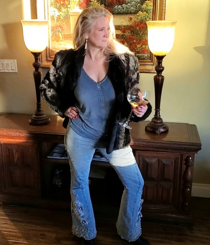 Black Striped Rabbit Fur Jacket